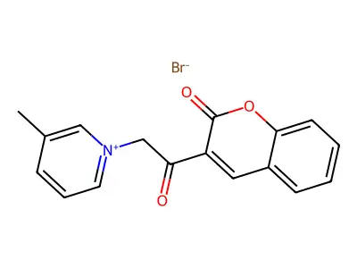 3-methyl-1-(2-oxo-2-(2-oxo-2H-chromen-3-yl)ethyl)pyridin-1-ium bromide structure