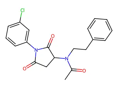 N-[1-(3-chlorophenyl)-2,5-dioxopyrrolidin-3-yl]-N-(2-phenylethyl)acetamide structure