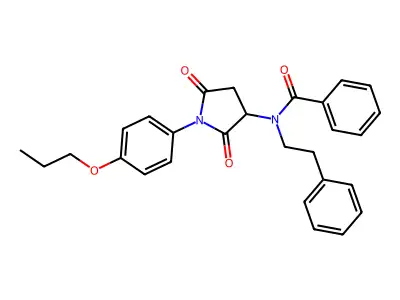 N-[2,5-dioxo-1-(4-propoxyphenyl)pyrrolidin-3-yl]-N-(2-phenylethyl)benzamide structure