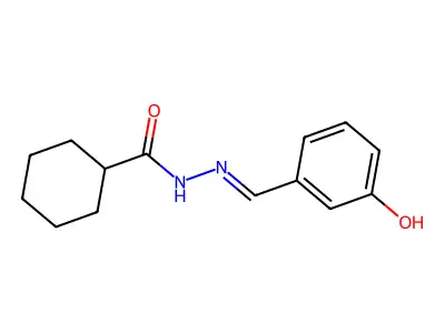 N-[(3-hydroxyphenyl)methylideneamino]cyclohexanecarboxamide structure