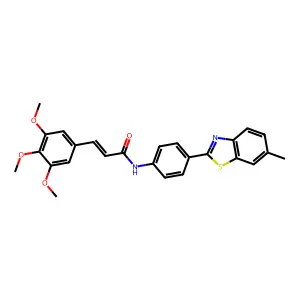 (2E)-N-[4-(6-methylbenzothiazol-2-yl)phenyl]-3-(3,4,5-trimethoxyphenyl)prop-2- enamide structure