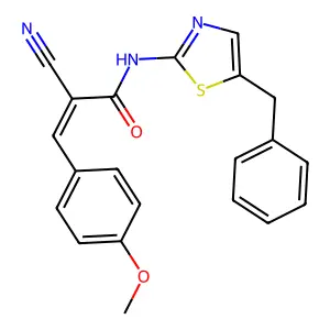 (2E)-N-(5-benzyl-1,3-thiazol-2-yl)-2-cyano-3-(4-methoxyphenyl)prop-2-enamide structure