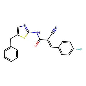 (E)-N-(5-benzylthiazol-2-yl)-2-cyano-3-(4-fluorophenyl)acrylamide structure