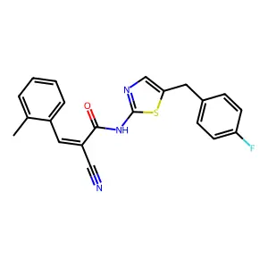 (E)-2-cyano-N-(5-(4-fluorobenzyl)thiazol-2-yl)-3-(o-tolyl)acrylamide structure