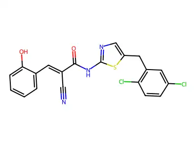 (E)-2-cyano-N-[5-[(2,5-dichlorophenyl)methyl]-1,3-thiazol-2-yl]-3-(2-hydroxyphenyl)prop-2-enamide structure