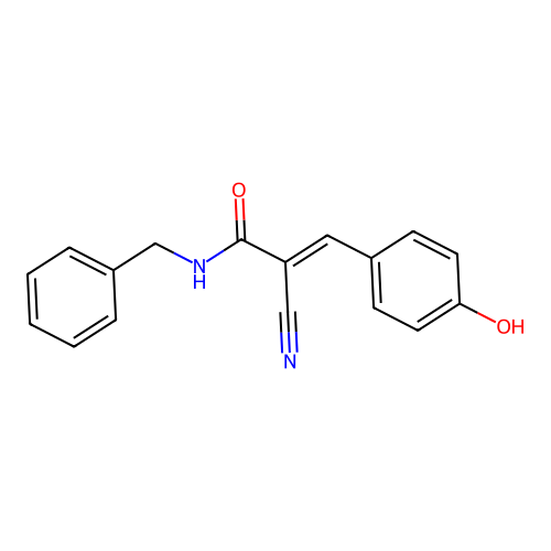 n-Benzyl-2-cyano-3-(4-hydroxyphenyl)prop-2-enamide structure