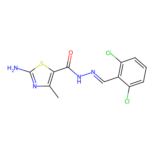 2-amino-N'-(2,6-dichlorobenzylidene)-4-methyl-1,3-thiazole-5-carbohydrazide structure