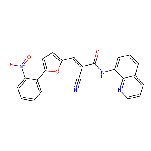 (2E)-2-cyano-3-[5-(2-nitrophenyl)furan-2-yl]-N-(quinolin-8-yl)prop-2-enamide structure
