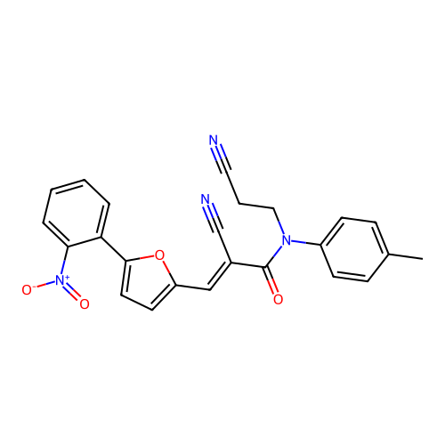 (E)-2-cyano-N-(2-cyanoethyl)-3-(5-(2-nitrophenyl)furan-2-yl)-N-(p-tolyl)acrylamide structure
