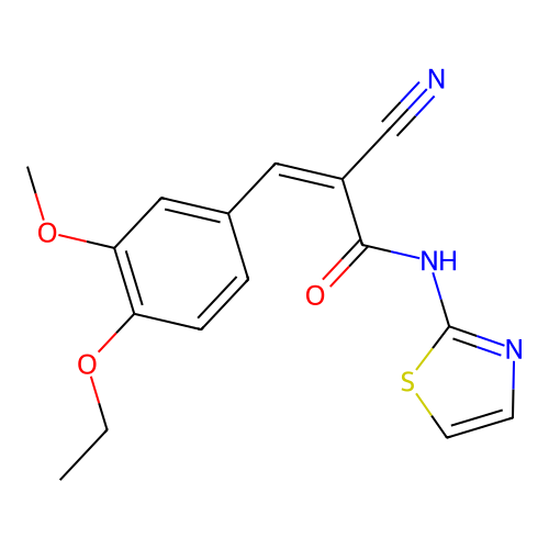 (2Z)-2-cyano-3-(4-ethoxy-3-methoxyphenyl)-N-(1,3-thiazol-2-yl)prop-2-enamide structure