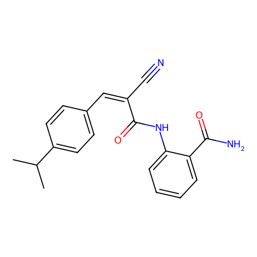 2-[[2-Cyano-3-(4-propan-2-ylphenyl)prop-2-enoyl]amino]benzamide structure