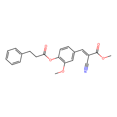 methyl (2E)-2-cyano-3-[3-methoxy-4-(3-phenylpropanoyloxy)phenyl]prop-2-enoate structure