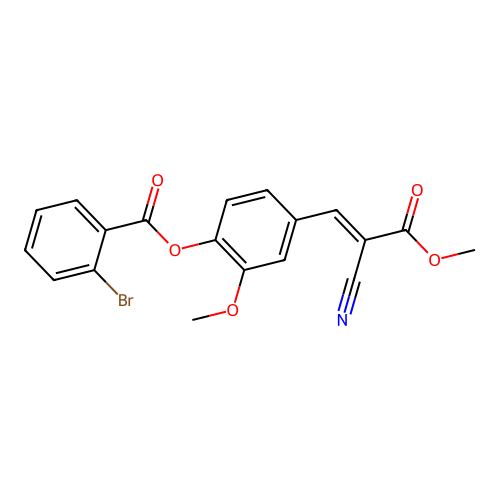 4-[(1E)-2-cyano-3-methoxy-3-oxoprop-1-en-1-yl]-2-methoxyphenyl 2-bromobenzoate structure