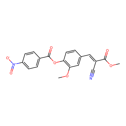 4-[(1E)-2-cyano-3-methoxy-3-oxoprop-1-en-1-yl]-2-methoxyphenyl 4-nitrobenzoate structure