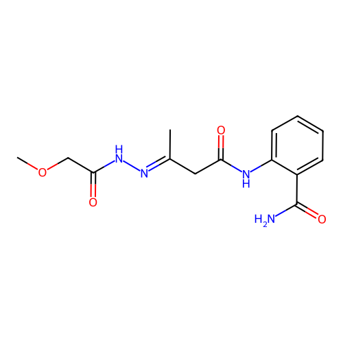 2-{3-[(2-Methoxy-acetyl)-hydrazono]-butyrylamino}-benzamide structure