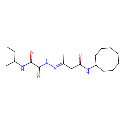 (3E)-3-{2-[(butan-2-ylamino)(oxo)acetyl]hydrazinylidene}-N-cyclooctylbutanamide structure