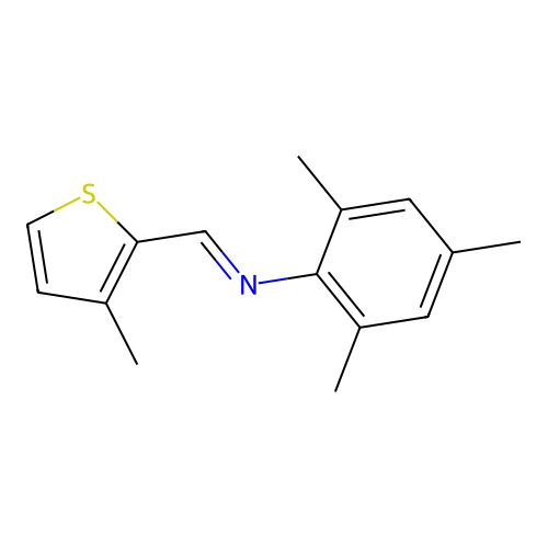 2,4,6-trimethyl-N-[(E)-(3-methylthiophen-2-yl)methylidene]aniline structure