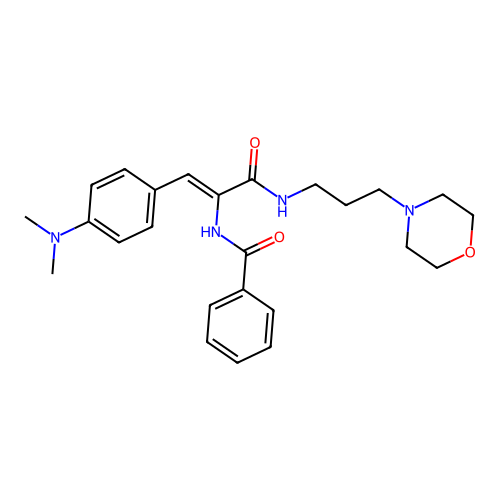 N-[(1Z)-1-[4-(dimethylamino)phenyl]-3-{[3-(morpholin-4-yl)propyl]amino}-3-oxoprop-1-en-2-yl]benzamide structure
