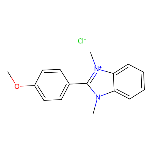 2-(4-methoxyphenyl)-1,3-dimethyl-1H-benzo[d]imidazol-3-ium chloride structure