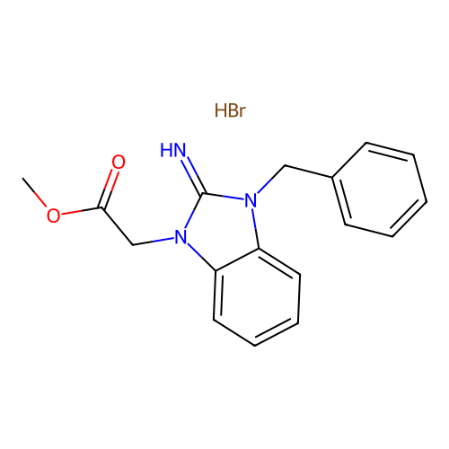 methyl 2-(3-benzyl-2-imino-2,3-dihydro-1H-benzo[d]imidazol-1-yl)acetate hydrobromide structure