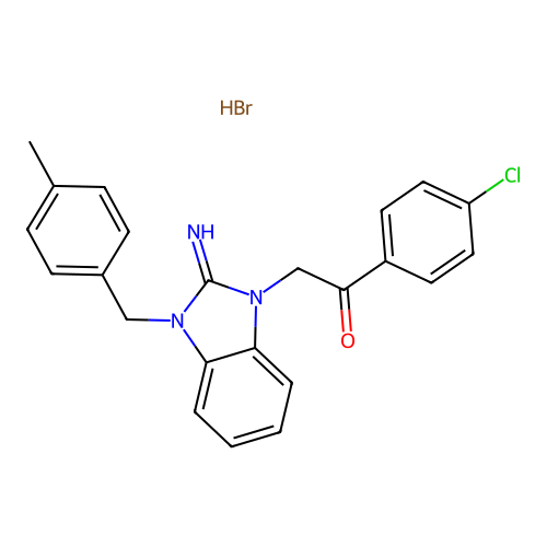 1-(4-chlorophenyl)-2-(2-imino-3-(4-methylbenzyl)-2,3-dihydro-1H-benzo[d]imidazol-1-yl)ethanone hydrobromide structure