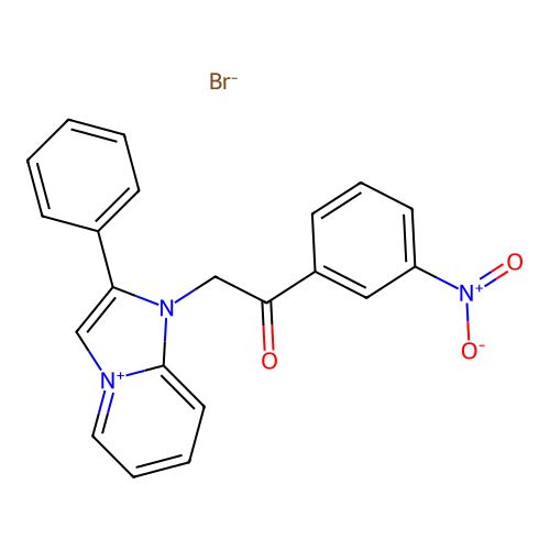 1-(2-(3-Nitrophenyl)-2-oxoethyl)-2-phenylimidazo[1,2-a]pyridin-1-ium bromide structure