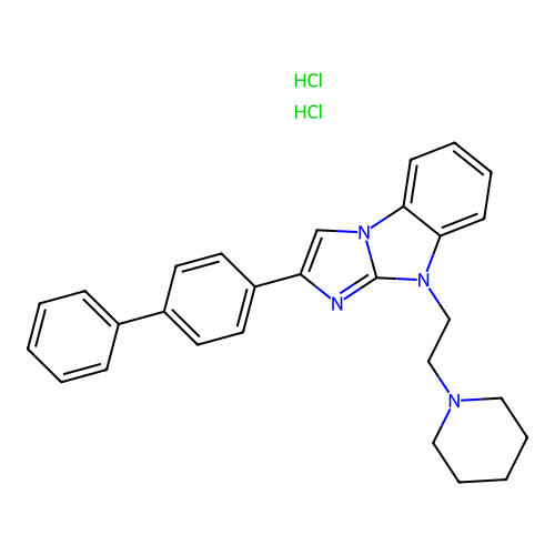 2-(4-phenylphenyl)-4-(2-piperidin-1-ylethyl)imidazo[1,2-a]benzimidazole dihydrochloride structure