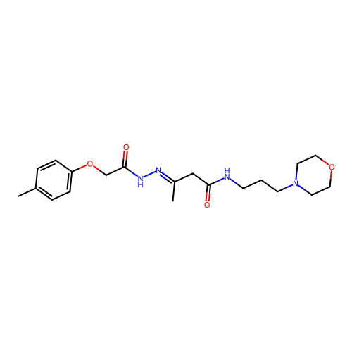 (3E)-3-{2-[(4-methylphenoxy)acetyl]hydrazinylidene}-N-[3-(morpholin-4-yl)propyl]butanamide structure