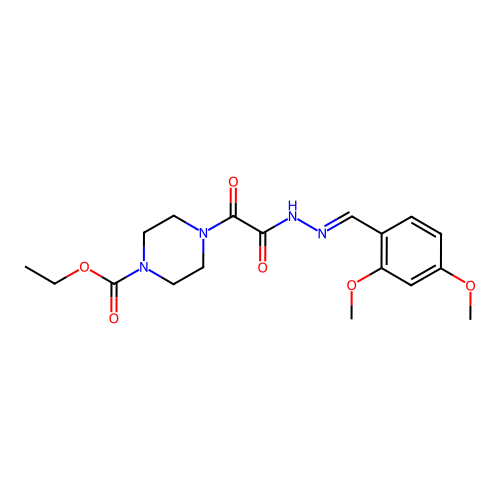 ethyl 4-{[(2E)-2-(2,4-dimethoxybenzylidene)hydrazinyl](oxo)acetyl}piperazine-1-carboxylate structure
