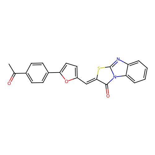 (2Z)-2-{[5-(4-acetylphenyl)furan-2-yl]methylidene}[1,3]thiazolo[3,2-a]benzimidazol-3(2H)-one structure