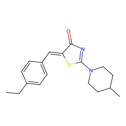 (Z)-5-(4-ethylbenzylidene)-2-(4-methylpiperidin-1-yl)thiazol-4(5H)-one structure