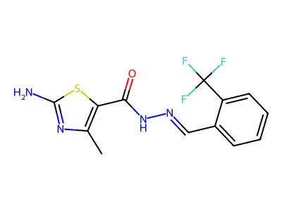 2-amino-4-methyl-N-[[2-(trifluoromethyl)phenyl]methylideneamino]-1,3-thiazole-5-carboxamide structure