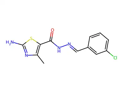 2-Amino-N'-(3-chlorobenzylidene)-4-methylthiazole-5-carbohydrazide structure