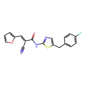 (Z)-2-cyano-N-(5-(4-fluorobenzyl)thiazol-2-yl)-3-(furan-2-yl)acrylamide structure