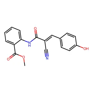 (E)-methyl 2-(2-cyano-3-(4-hydroxyphenyl)acrylamido)benzoate structure