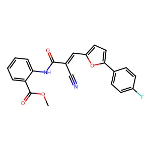 (E)-methyl 2-(2-cyano-3-(5-(4-fluorophenyl)furan-2-yl)acrylamido)benzoate structure