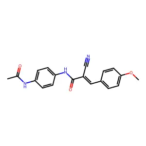 (2E)-N-[4-(acetylamino)phenyl]-2-cyano-3-(4-methoxyphenyl)prop-2-enamide structure