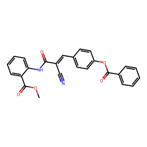 (E)-methyl 2-(3-(4-(benzoyloxy)phenyl)-2-cyanoacrylamido)benzoate structure