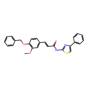 (2E)-3-[4-(benzyloxy)-3-methoxyphenyl]-N-[(2Z)-4-phenyl-1,3-thiazol-2(3H)-ylidene]prop-2-enamide structure