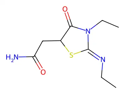 2-(3-Ethyl-2-ethylimino-4-oxo-thiazolidin-5-yl)acetamide structure