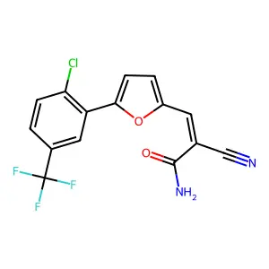 (E)-3-(5-(2-chloro-5-(trifluoromethyl)phenyl)furan-2-yl)-2-cyanoacrylamide structure
