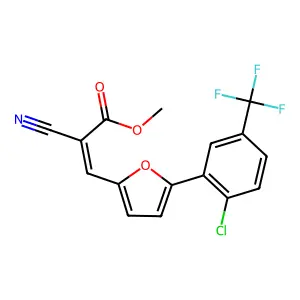 (E)-methyl 3-(5-(2-chloro-5-(trifluoromethyl)phenyl)furan-2-yl)-2-cyanoacrylate structure