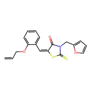 (5Z)-3-(furan-2-ylmethyl)-5-[2-(prop-2-en-1-yloxy)benzylidene]-2-thioxo-1,3-thiazolidin-4-one structure