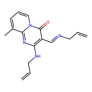 9-methyl-2-[(prop-2-en-1-yl)amino]-3-[(1E)-[(prop-2-en-1-yl)imino]methyl]-4H-pyrido[1,2-a]pyrimidin-4-one structure