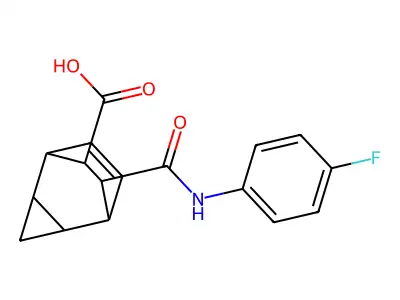7-[(4-Fluorophenyl)carbamoyl]tricyclo[3.2.2.0~2,4~]non-8-ene-6-carboxylic acid structure