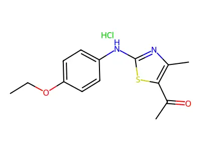 1-(3-((4-Ethoxyphenyl)amino)-5-methyl-2,4-thiazolyl)ethan-1-one, hydrochloride structure