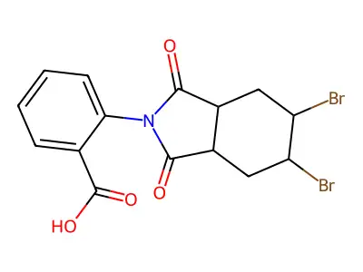 2-(5,6-dibromo-1,3-dioxooctahydro-2H-isoindol-2-yl)benzoic acid structure