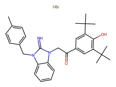 1-(3,5-di-tert-butyl-4-hydroxyphenyl)-2-(2-imino-3-(4-methylbenzyl)-2,3-dihydro-1h-benzo[d]imidazol-1-yl)ethanone hydrobromide structure