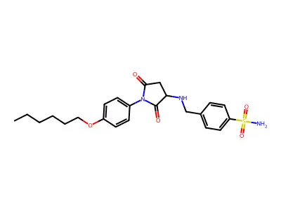 4-[[[1-(4-Hexoxyphenyl)-2,5-dioxopyrrolidin-3-yl]amino]methyl]benzenesulfonamide structure