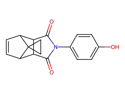 2-(4-hydroxyphenyl)-3a,4,7,7a-tetrahydro-1H-spiro[2-aza-4,7-methanoisoindole-8,1'-cyclopropane]-1,3(2H)-dione structure